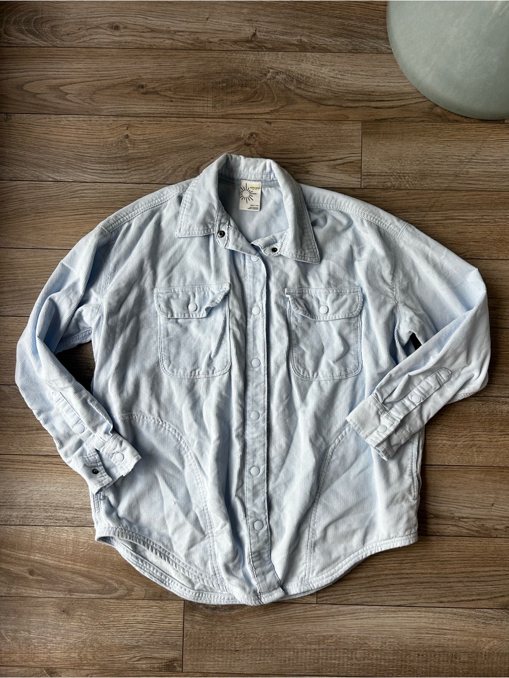 aerie Light Blue Button-Up Shirt Jacket
